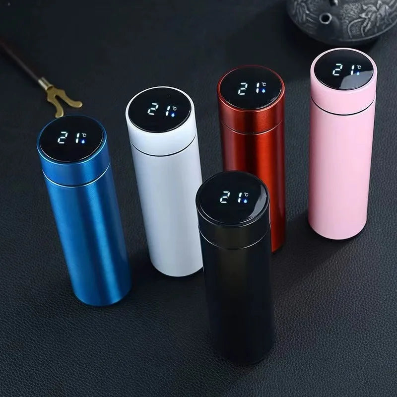  500ml Stainless Steel Vacuum Insulated Thermal Bottle with Digital Thermometer and LED Display